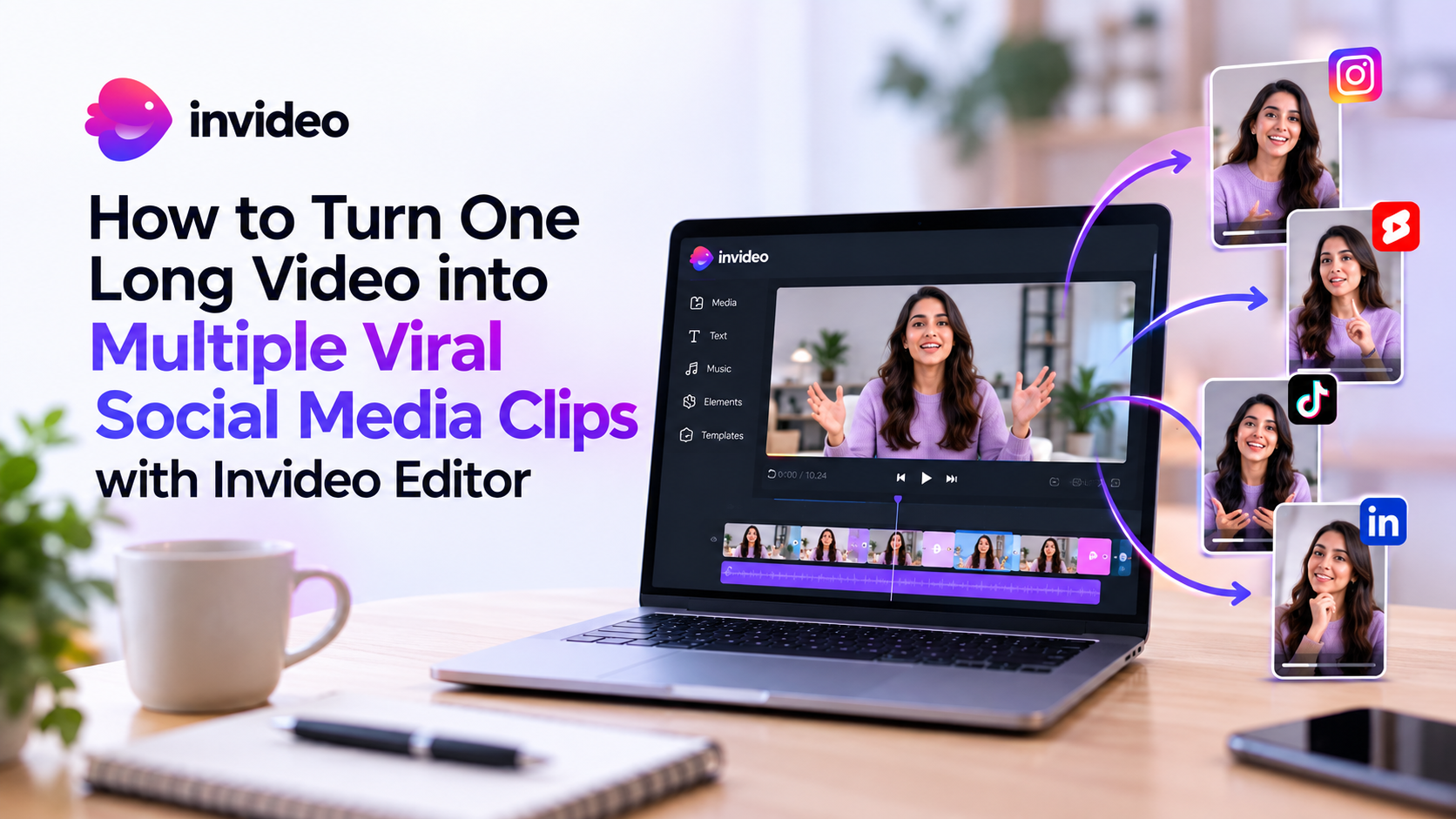 How to Turn One Long Video into Multiple Viral Social Media Clips with invideo Editor 